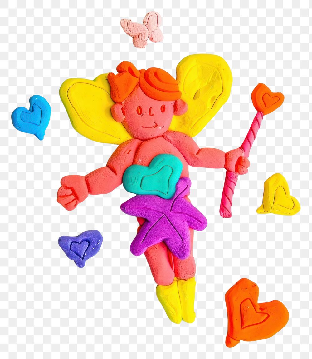 PNG Cute plasticine cupid toy white background representation.
