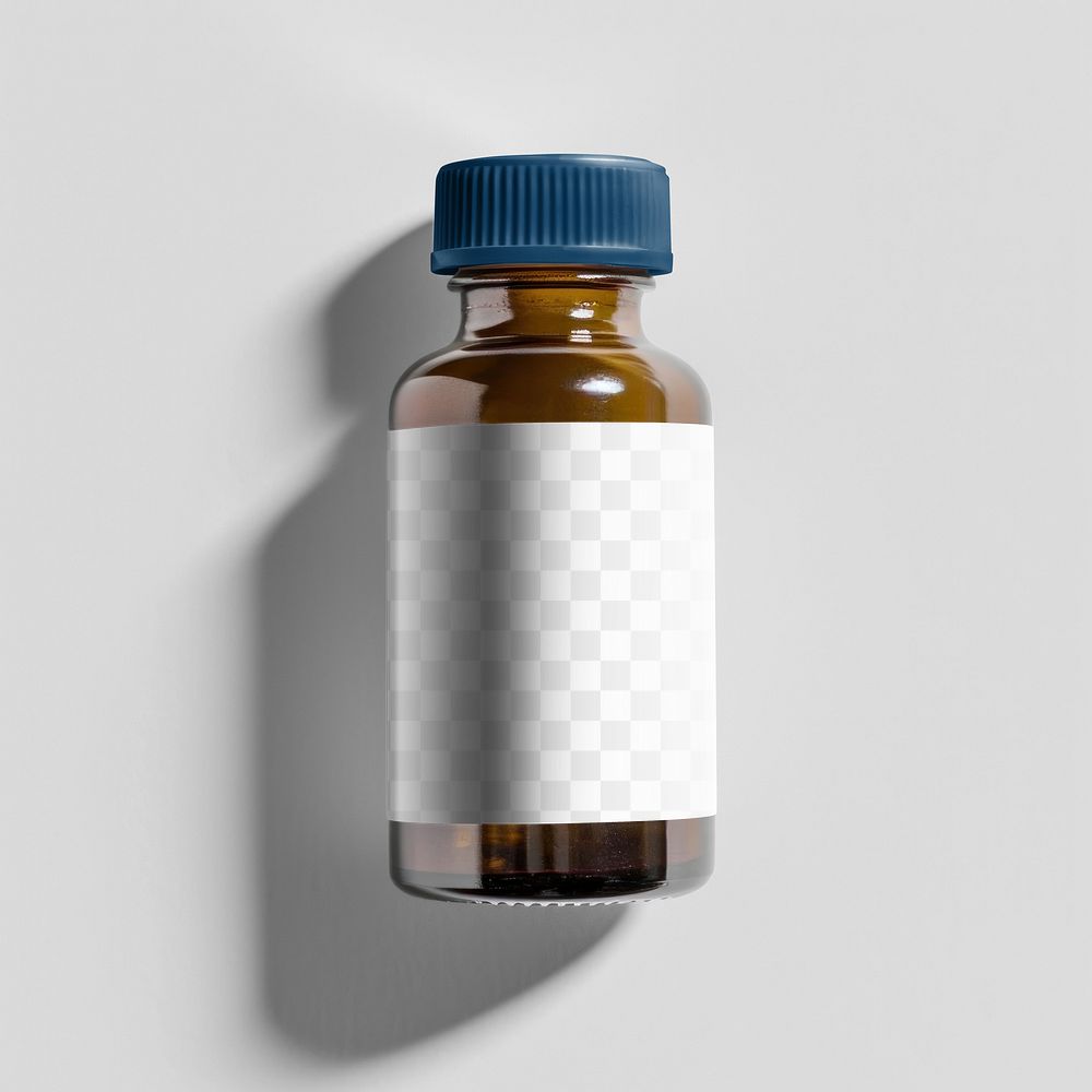 Dietary supplement bottle png product mockup, transparent design