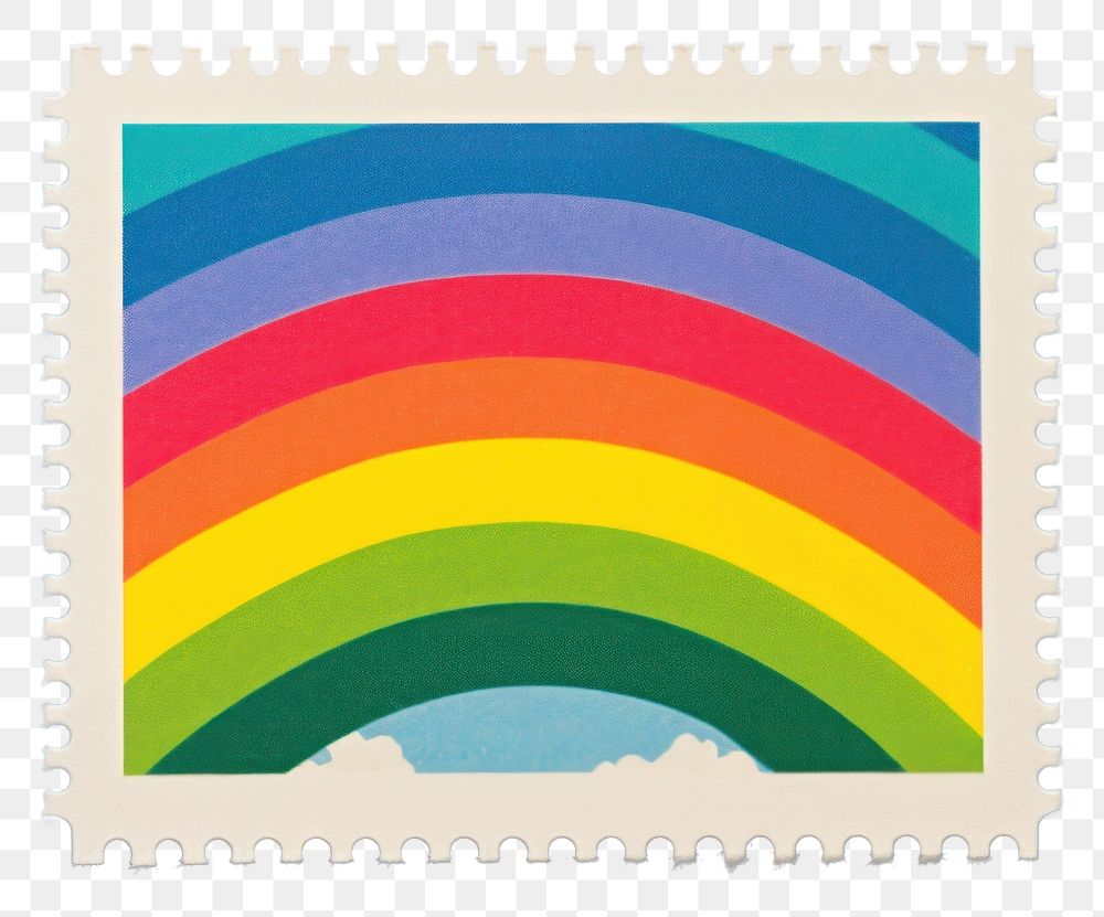 PNG Rainbow Risograph style postage stamp creativity blackboard.