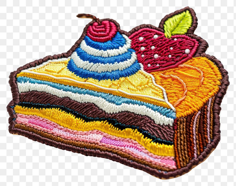 PNG Embroidered clothing patch of dessert pattern cake food.