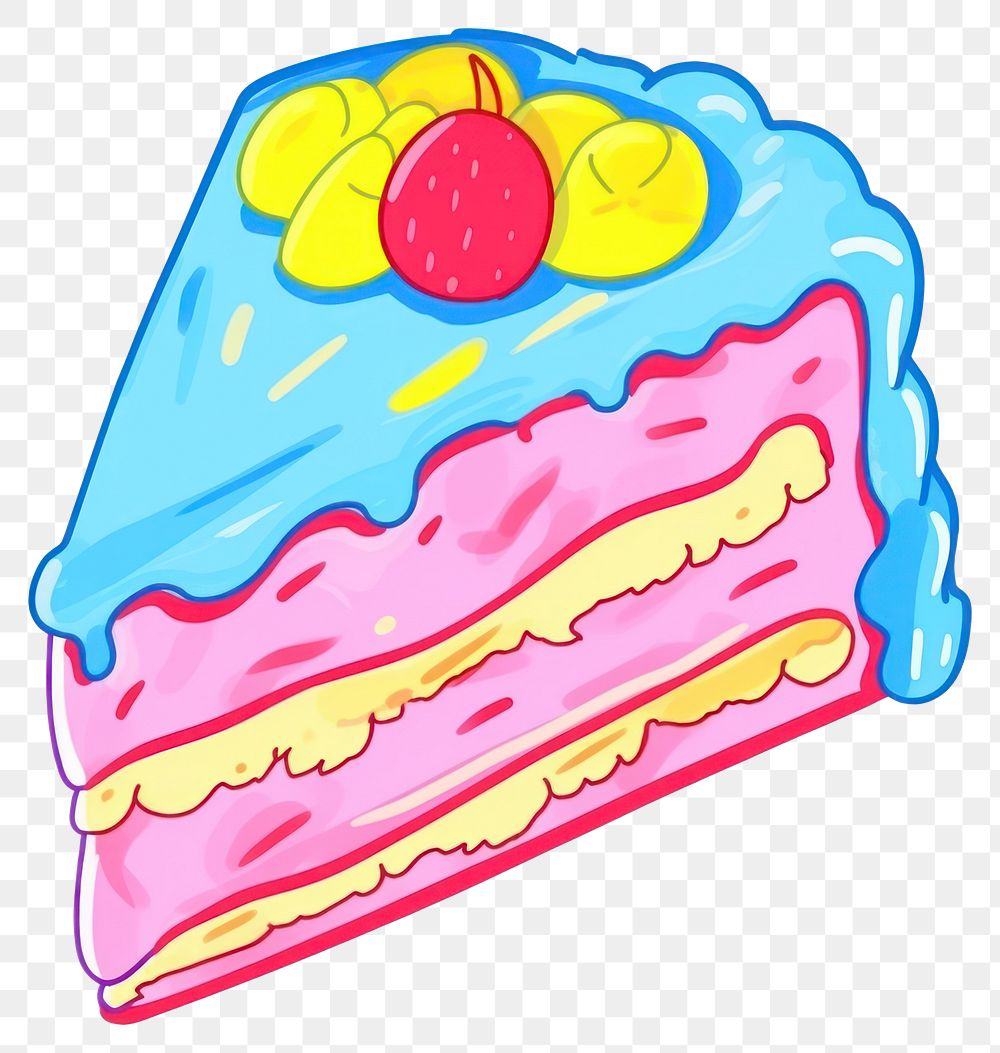 PNG Hand drawn a dessert vibrant colors icing food cake.