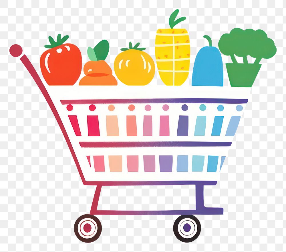 PNG Illustration of a simple rainbow food consumerism supermarket.