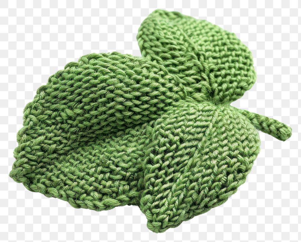 PNG Knitted cute toy mint leaf knitted white background freshness.