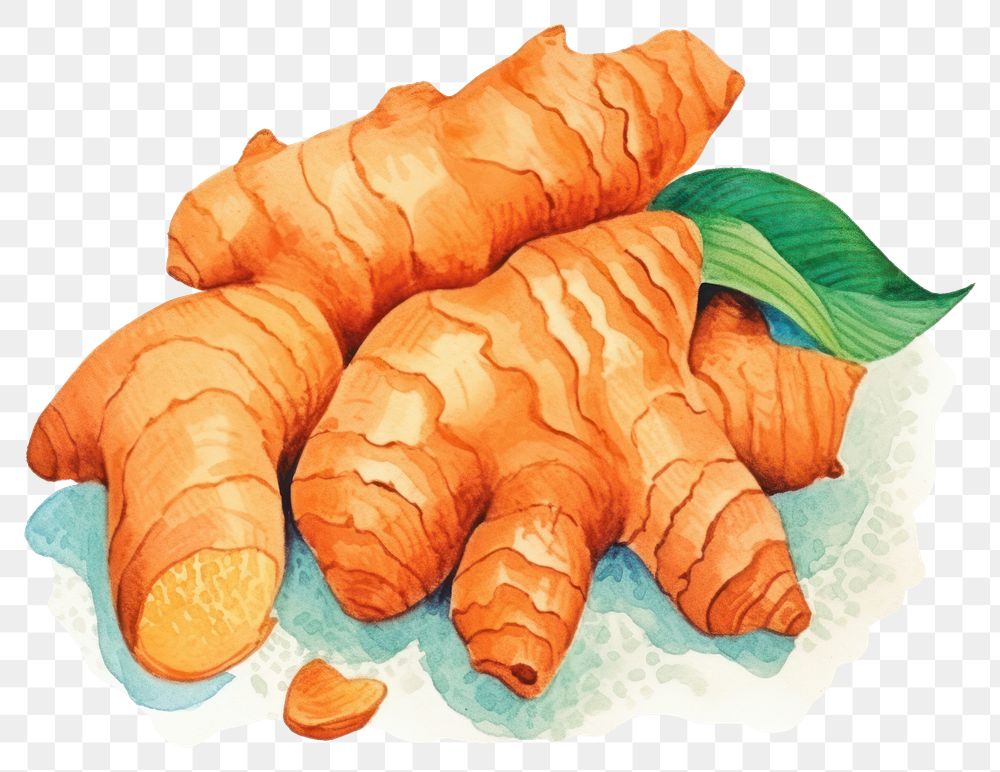 PNG Story book colored pencil texture illustration of ginger food white background croissant.