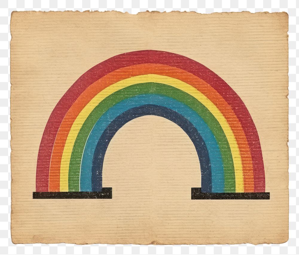 PNG Vintage postage stamp with rainbow painting art creativity.
