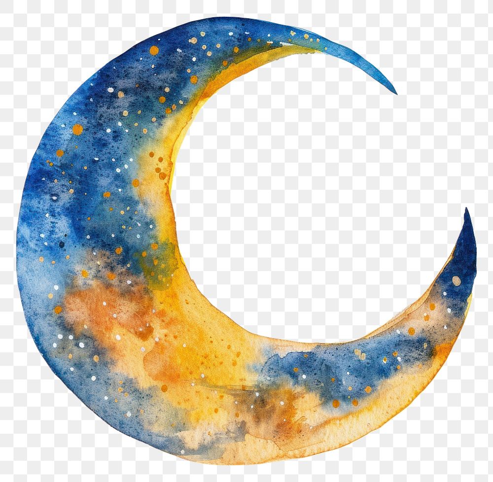 PNG Watercolor illustration of the ramadan moon astronomy eclipse nature.