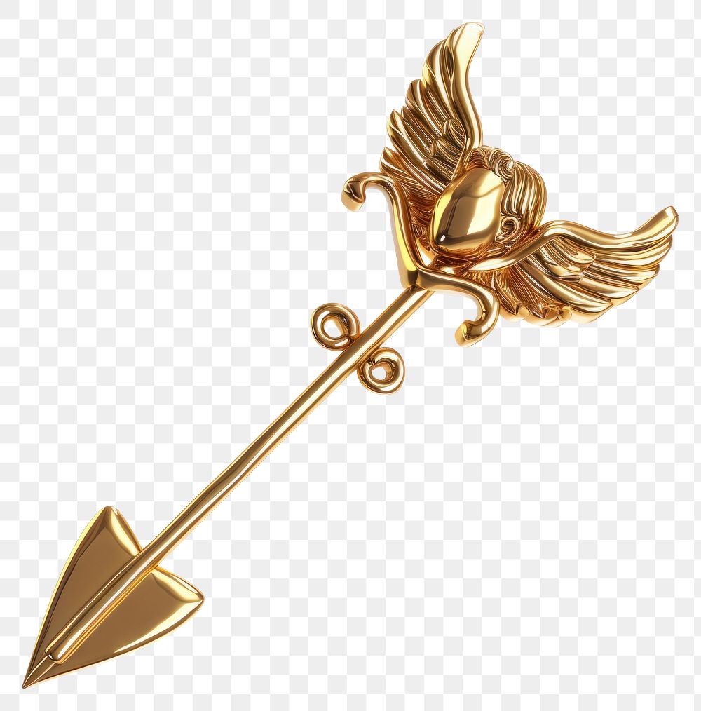 PNG Golden cupid arrow brooch white background accessories.