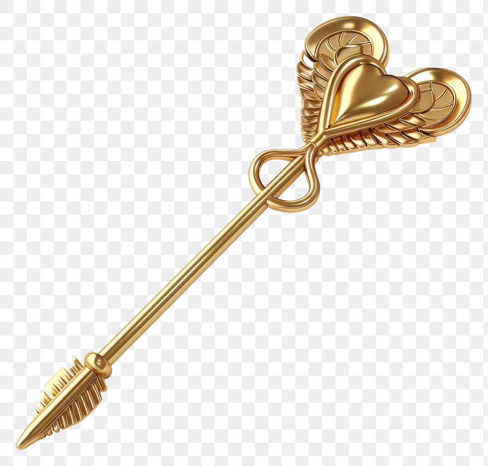 PNG Golden cupid arrow white background weaponry jewelry.