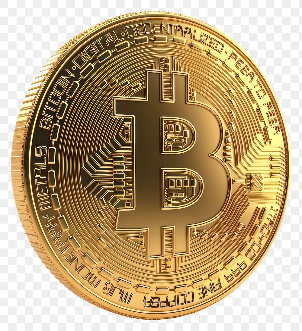 PNG Bitcoin gold money white background.