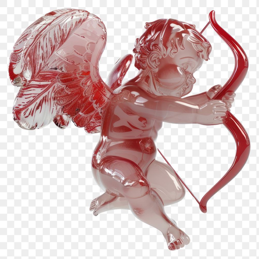 PNG 3d render of cupid transparent glass white background representation creativity.