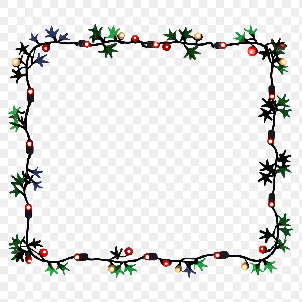 PNG Christmas string light border pattern line art.