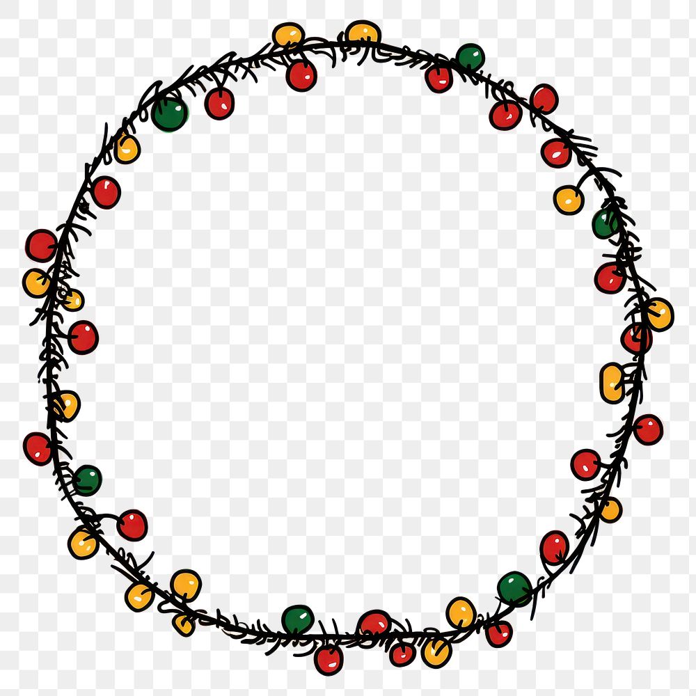 PNG Christmas string light border necklace jewelry bead.