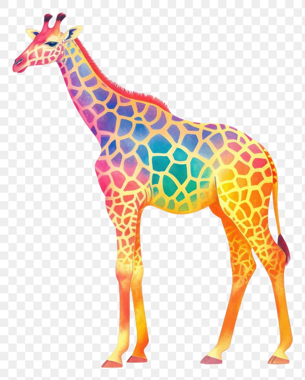 PNG Giraffe Risograph style wildlife animal mammal.