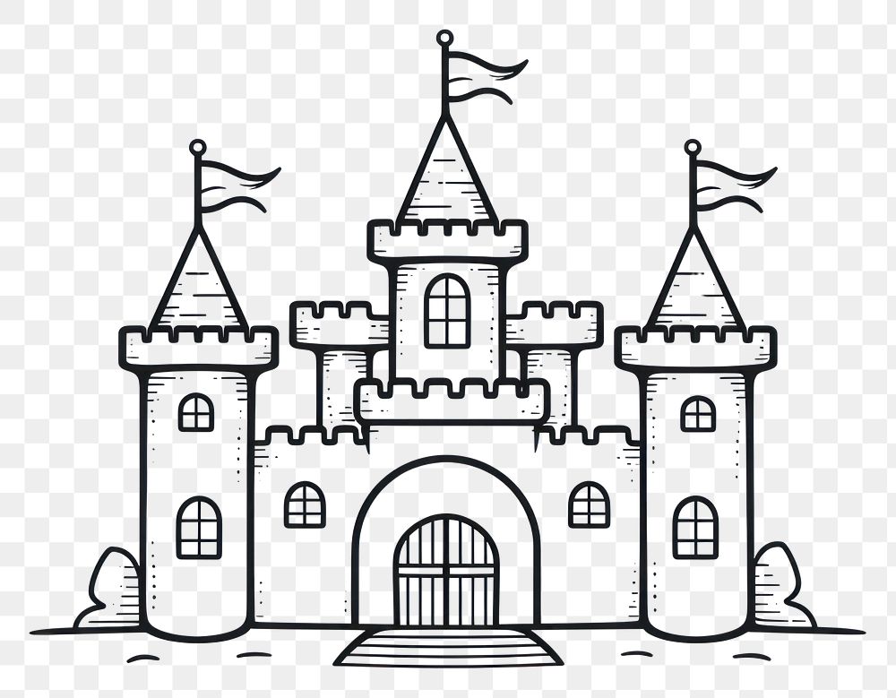 PNG Castle doodle architecture building.