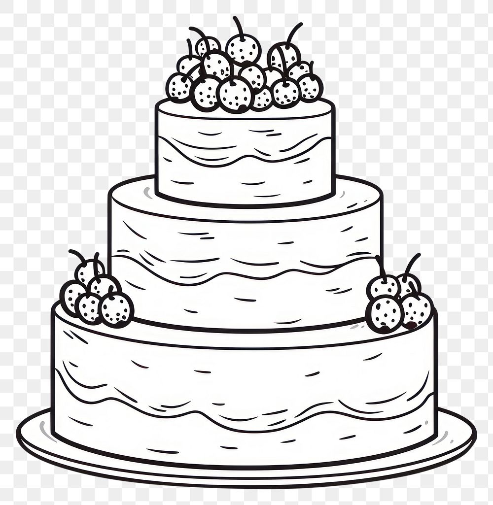 PNG Wedding cake dessert food line.