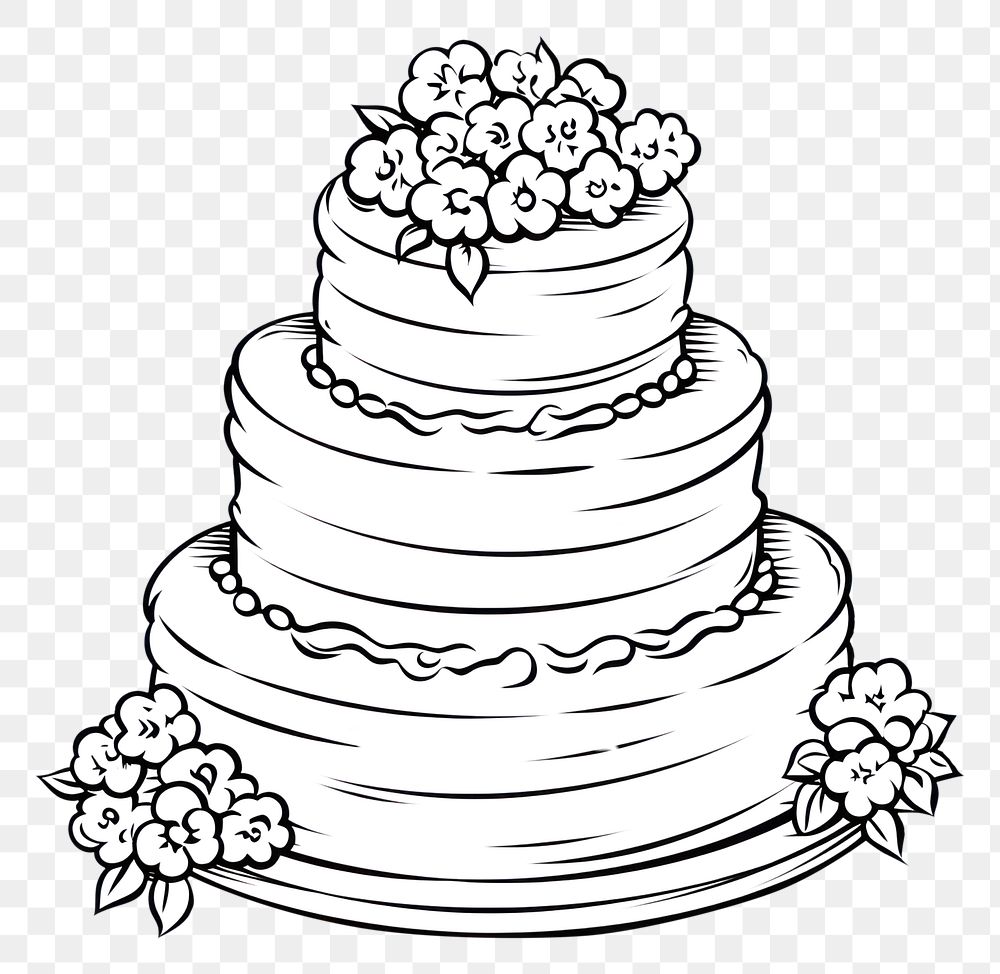 PNG Wedding cake dessert doodle food.