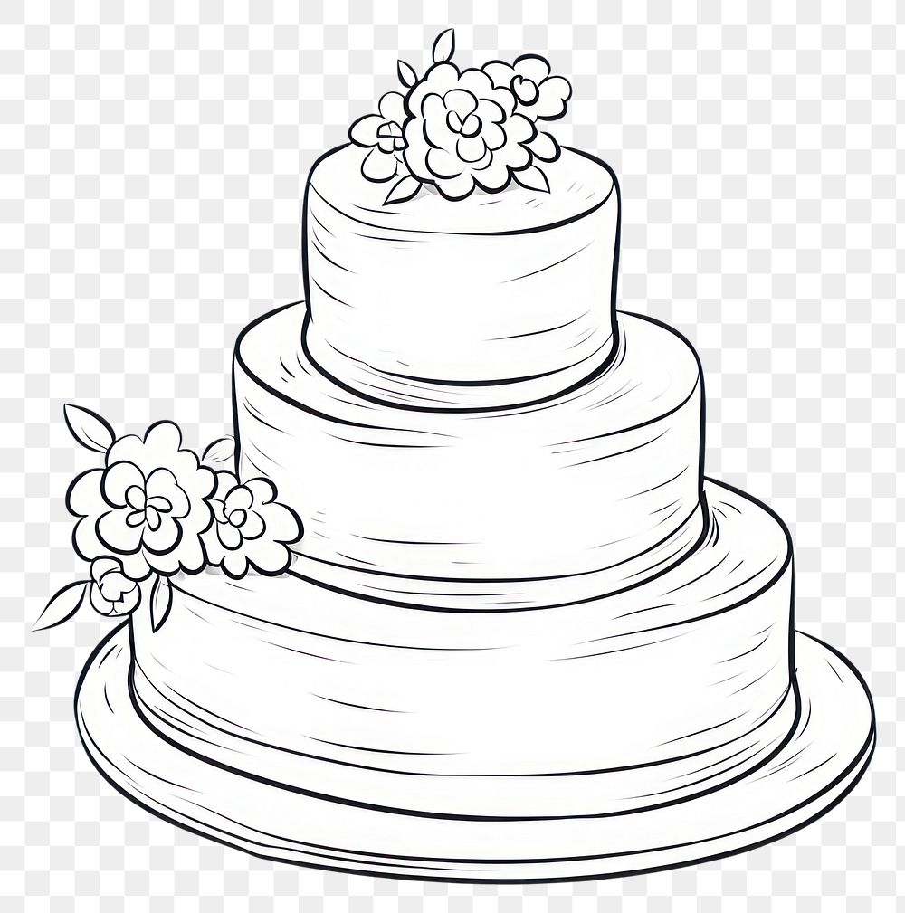 PNG Wedding cake dessert drawing sketch.