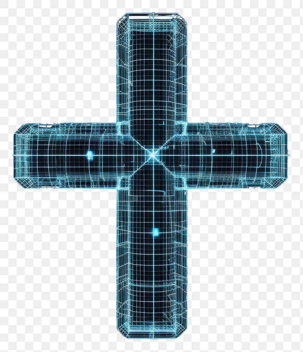 PNG  Glowing wireframe of cross symbol futuristic diagram line.
