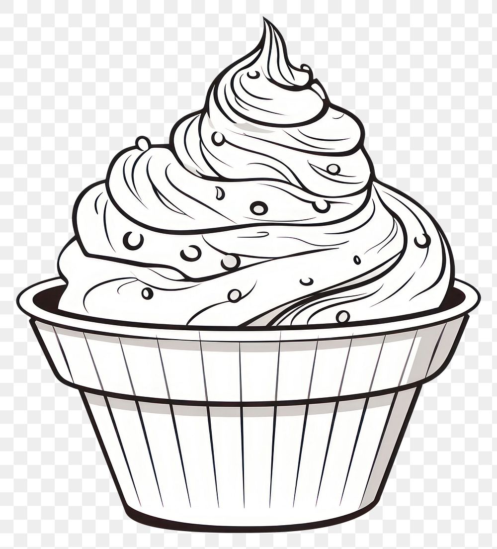 PNG Ice cream in cup dessert cupcake sketch.