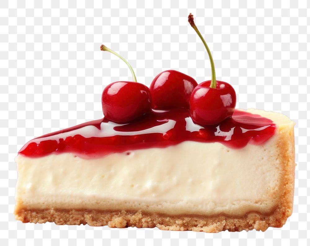 PNG Cherry cheese pie cheesecake dessert fruit.