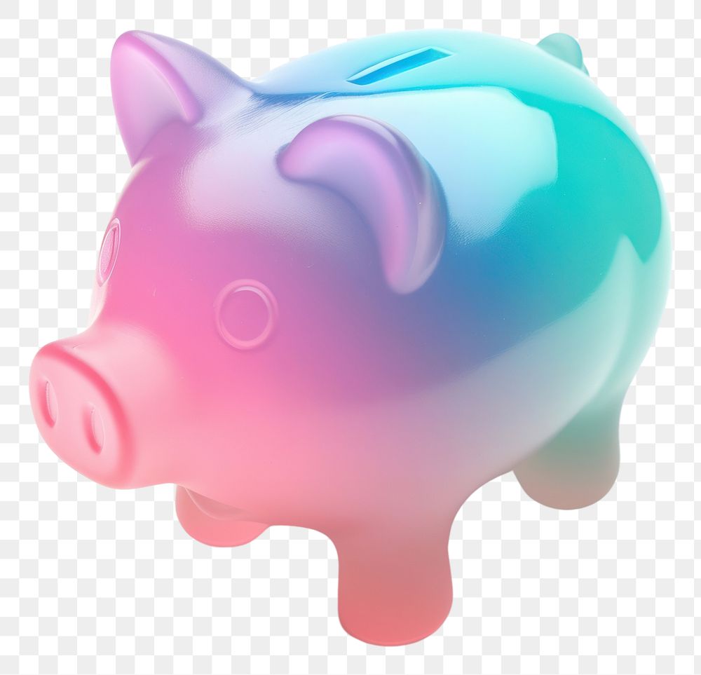 PNG Piggy bank gradient pastel pig white background representation.