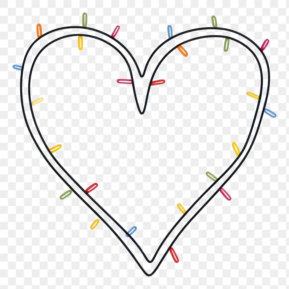 PNG Christmas lights colorful heart shape line white background.