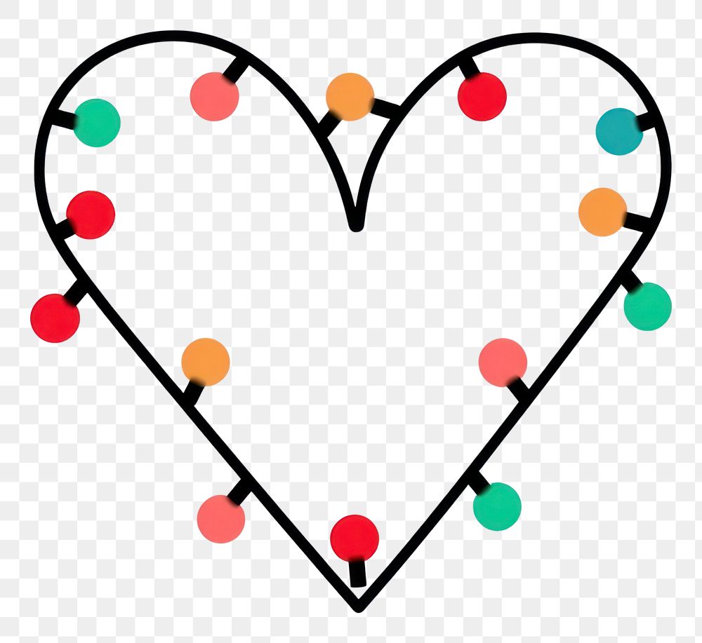 PNG Christmas lights heart graphic shape line white background.
