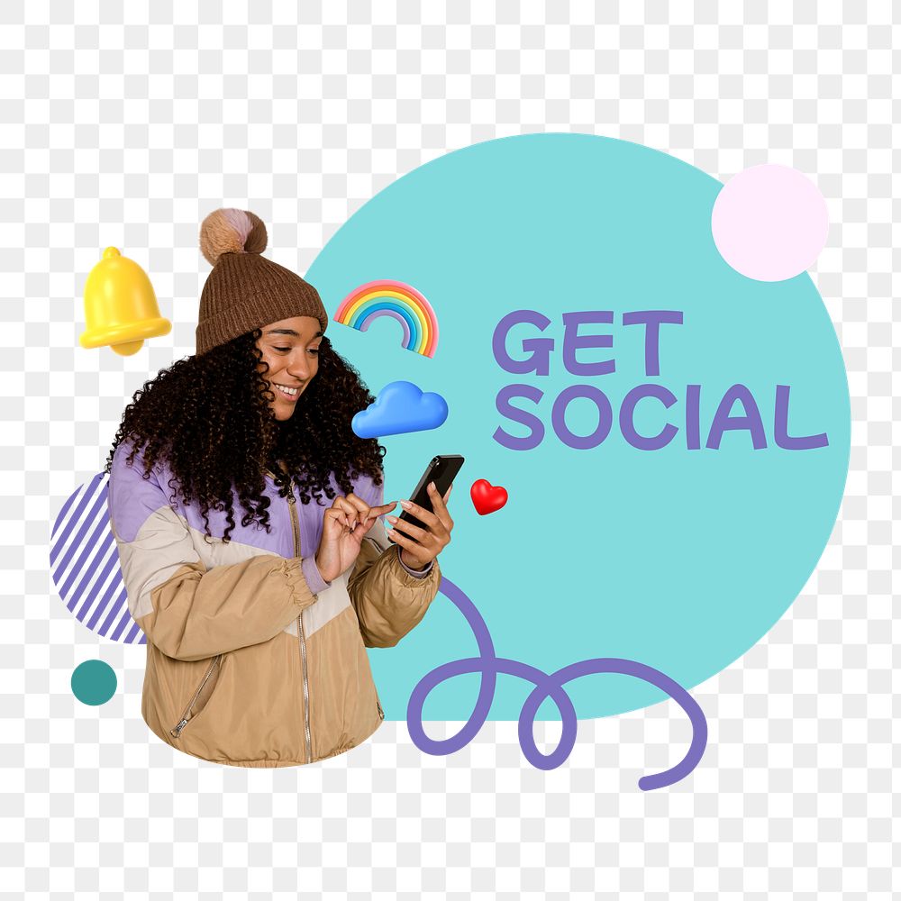 Get social png word sticker typography, transparent background. BANGKOK, THAILAND, 12 JANUARY 2023
