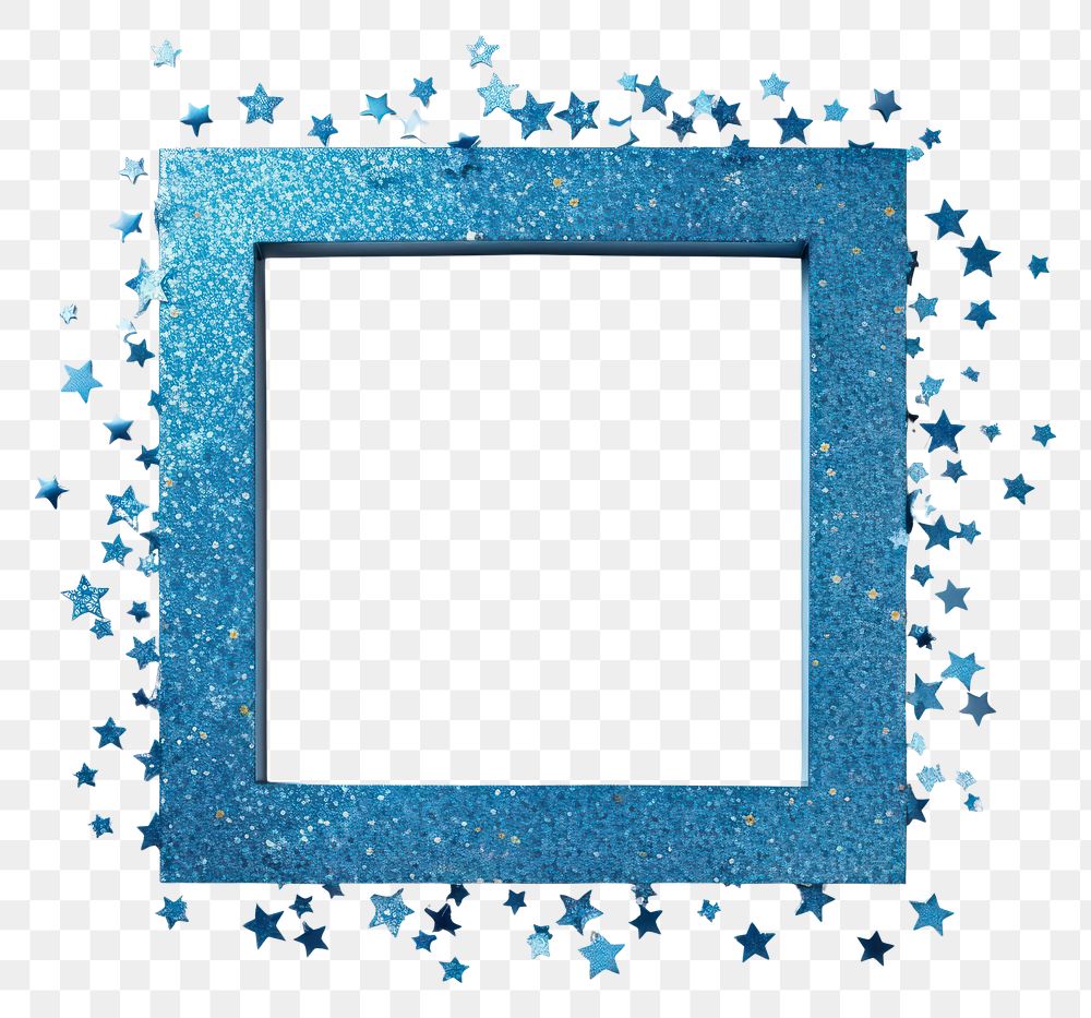 PNG Frame glitter shapes star backgrounds blue white background.