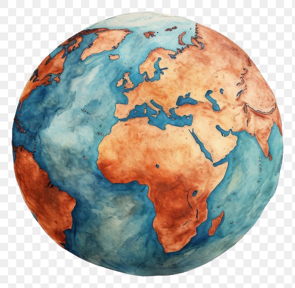 PNG Painting of earth drawing sphere planet.