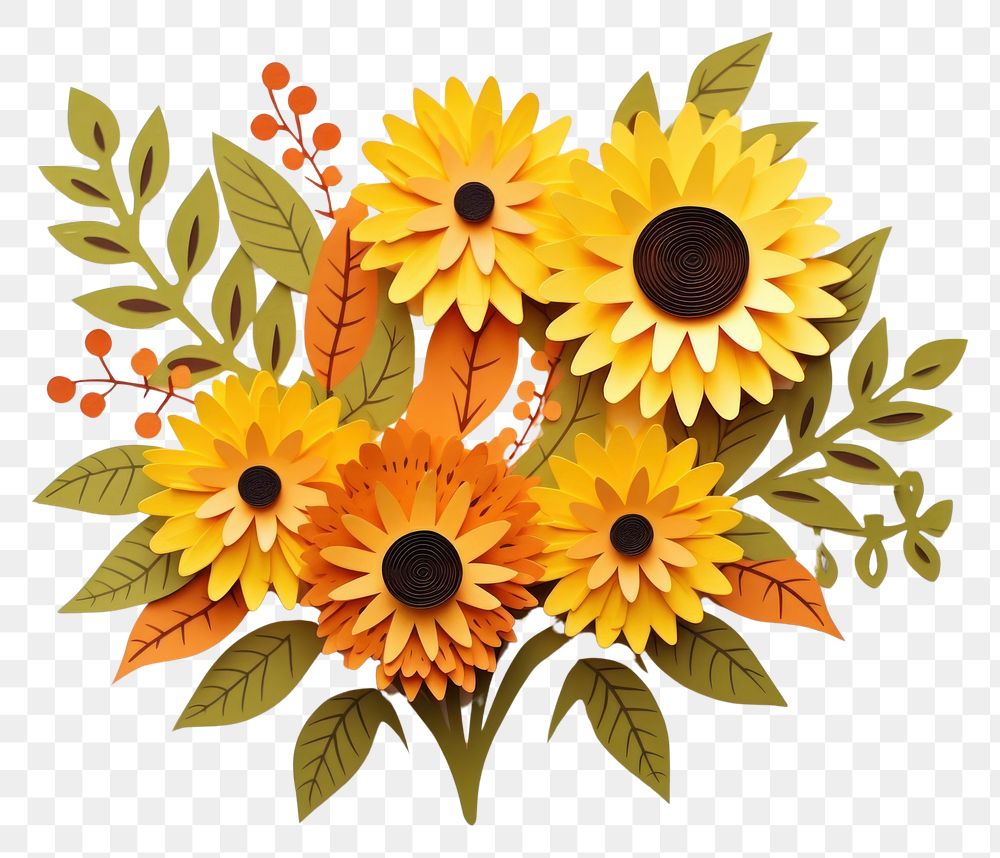 PNG Sunflower bouquet sunflower art pattern.