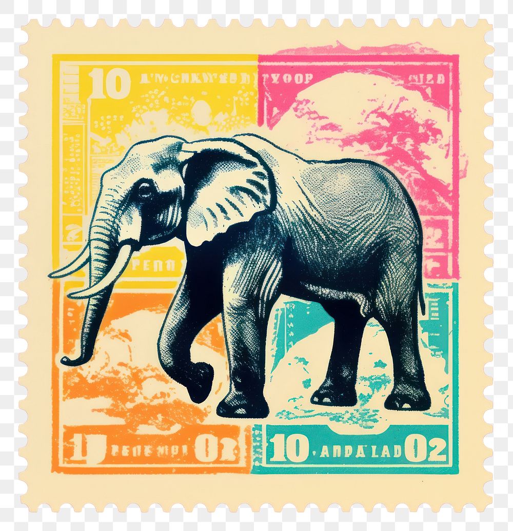 PNG  Elephant Risograph style wildlife animal mammal.