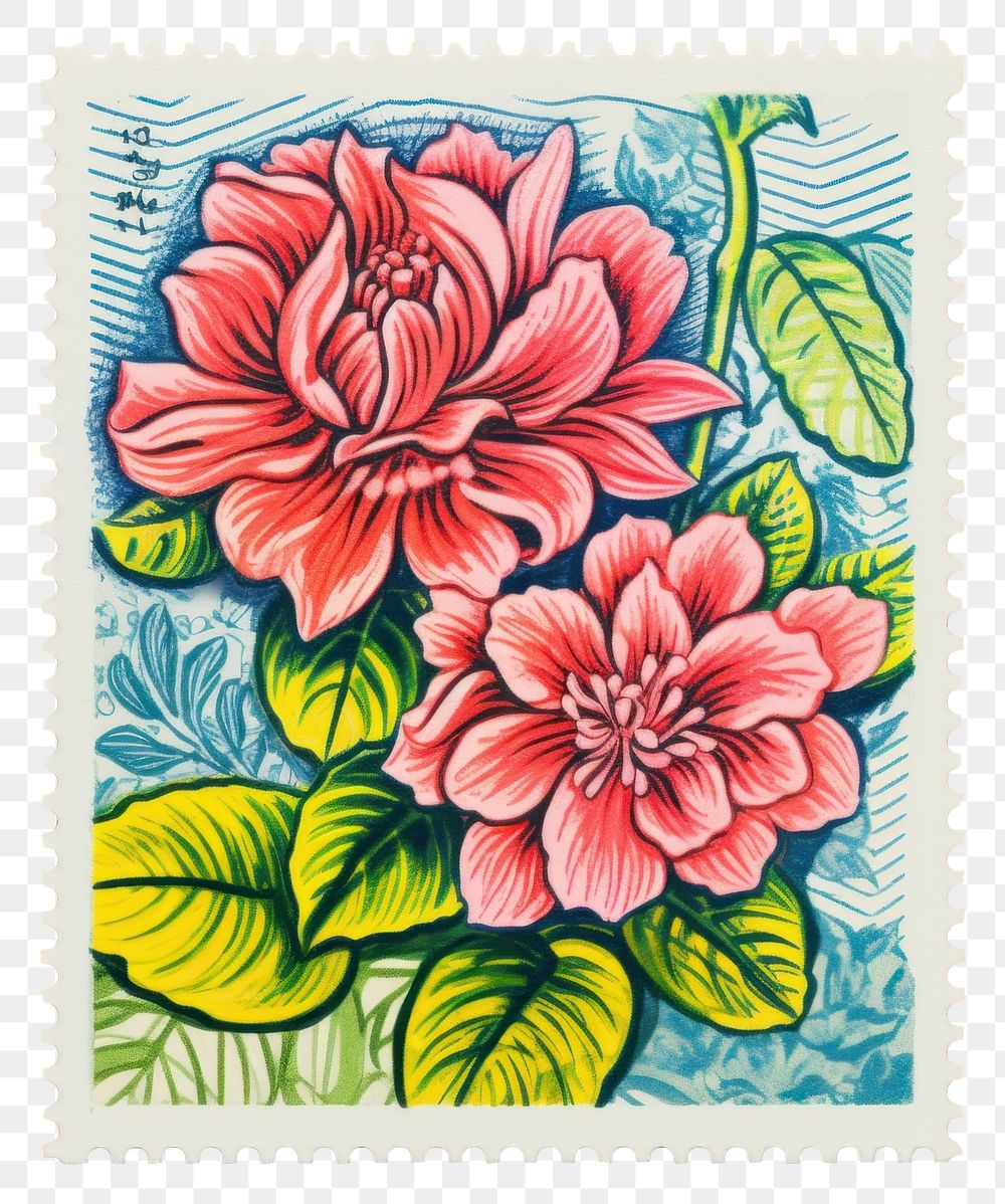 PNG  Flowers Risograph style flower pattern plant.