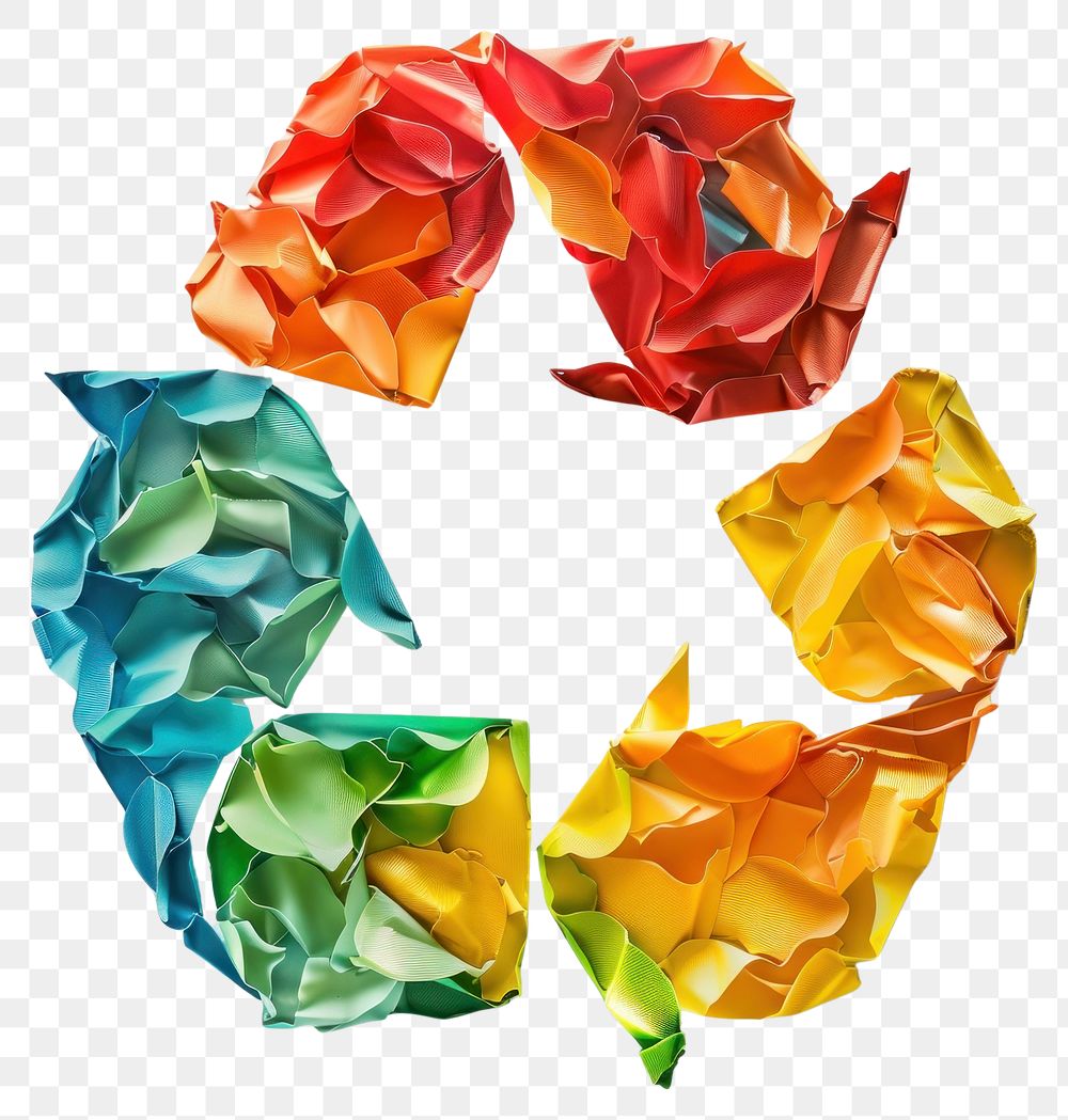PNG Recycle made from polyethylene origami symbol art.