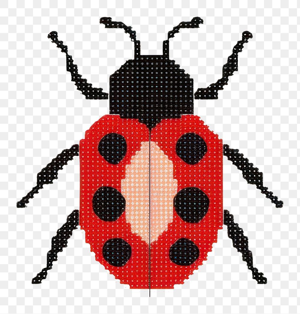 PNG  Cross stitch bug animal insect white background.