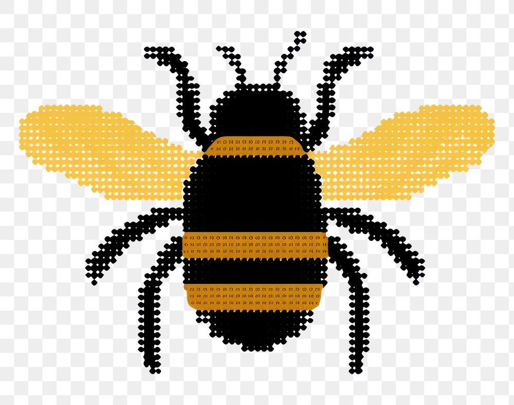 PNG  Cross stitch bee insect animal white background.