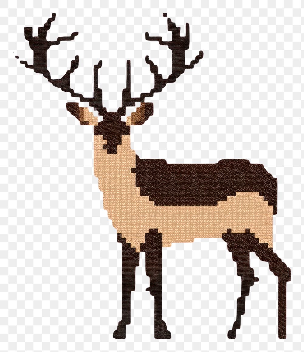 PNG  Cross stitch deer wildlife animal mammal.