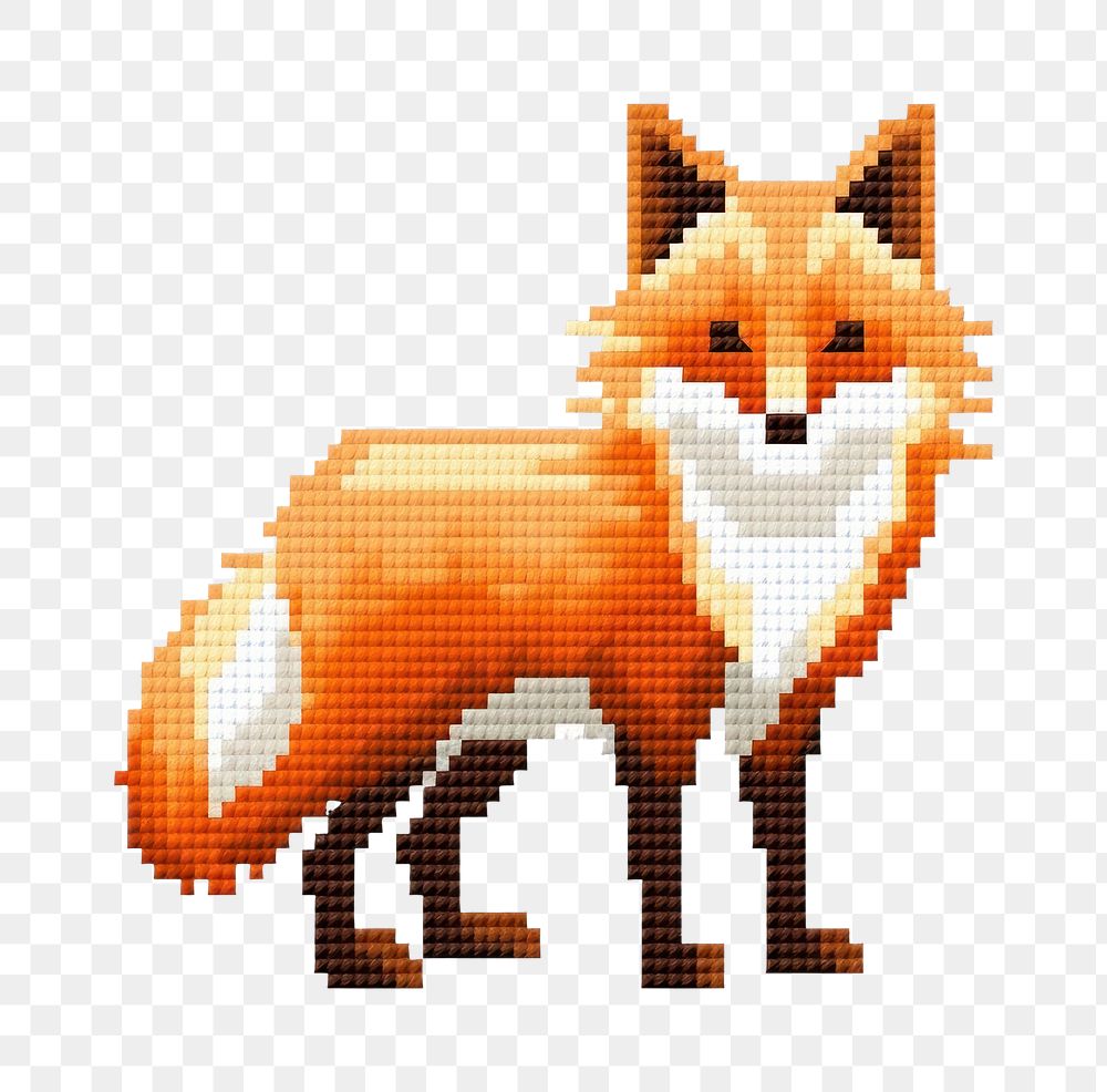 PNG  Cross stitch fox animal mammal creativity.