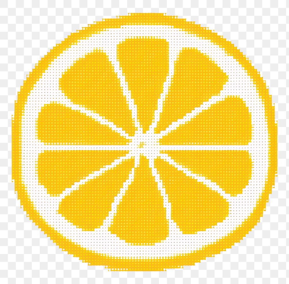 PNG  Cross stitch lemon grapefruit food white background.