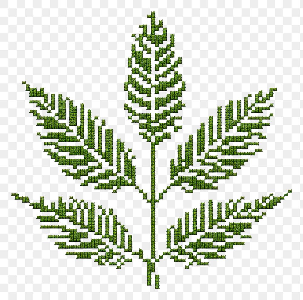 PNG  Cross stitch leaf embroidery pattern plant.