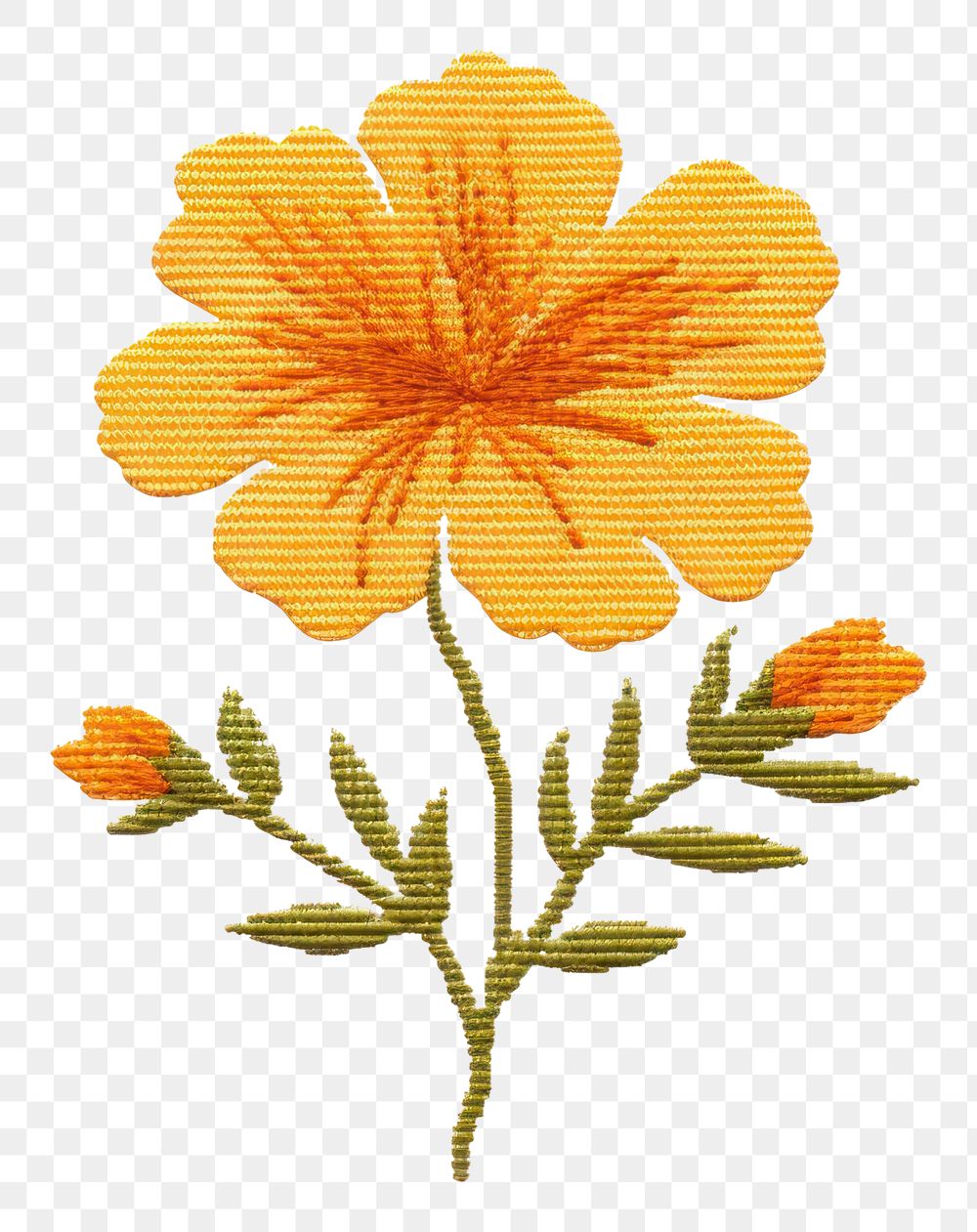 PNG  Cross stitch marigold embroidery needlework pattern.