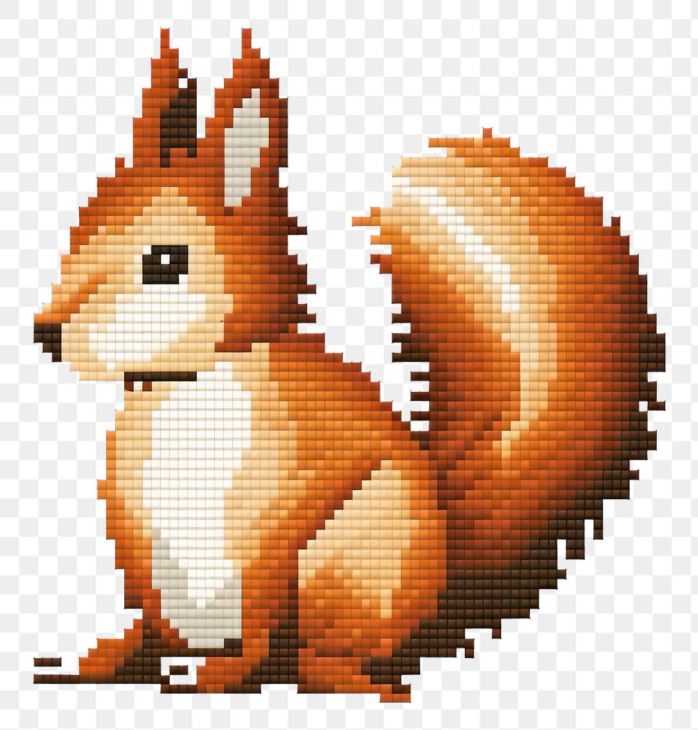 PNG  Cross stitch squirrel textile mammal rodent.