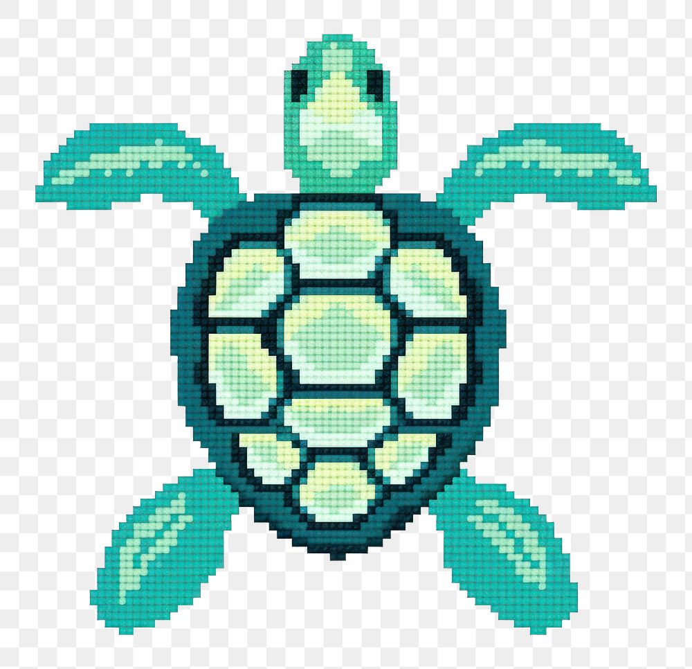 PNG  Cross stitch turtle reptile animal white background.