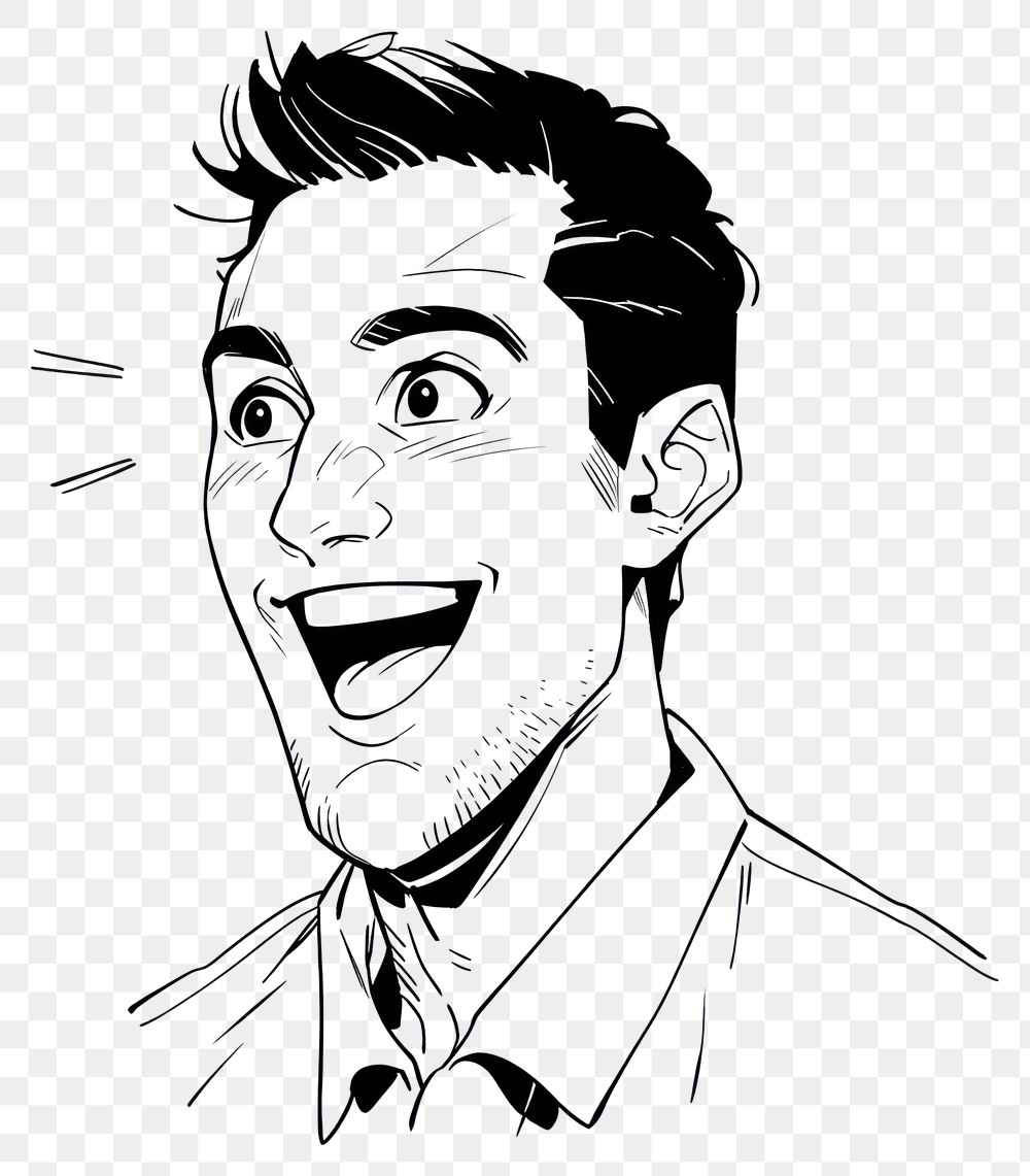PNG Outline sketching illustration of a man Happy drawing cartoon adult.
