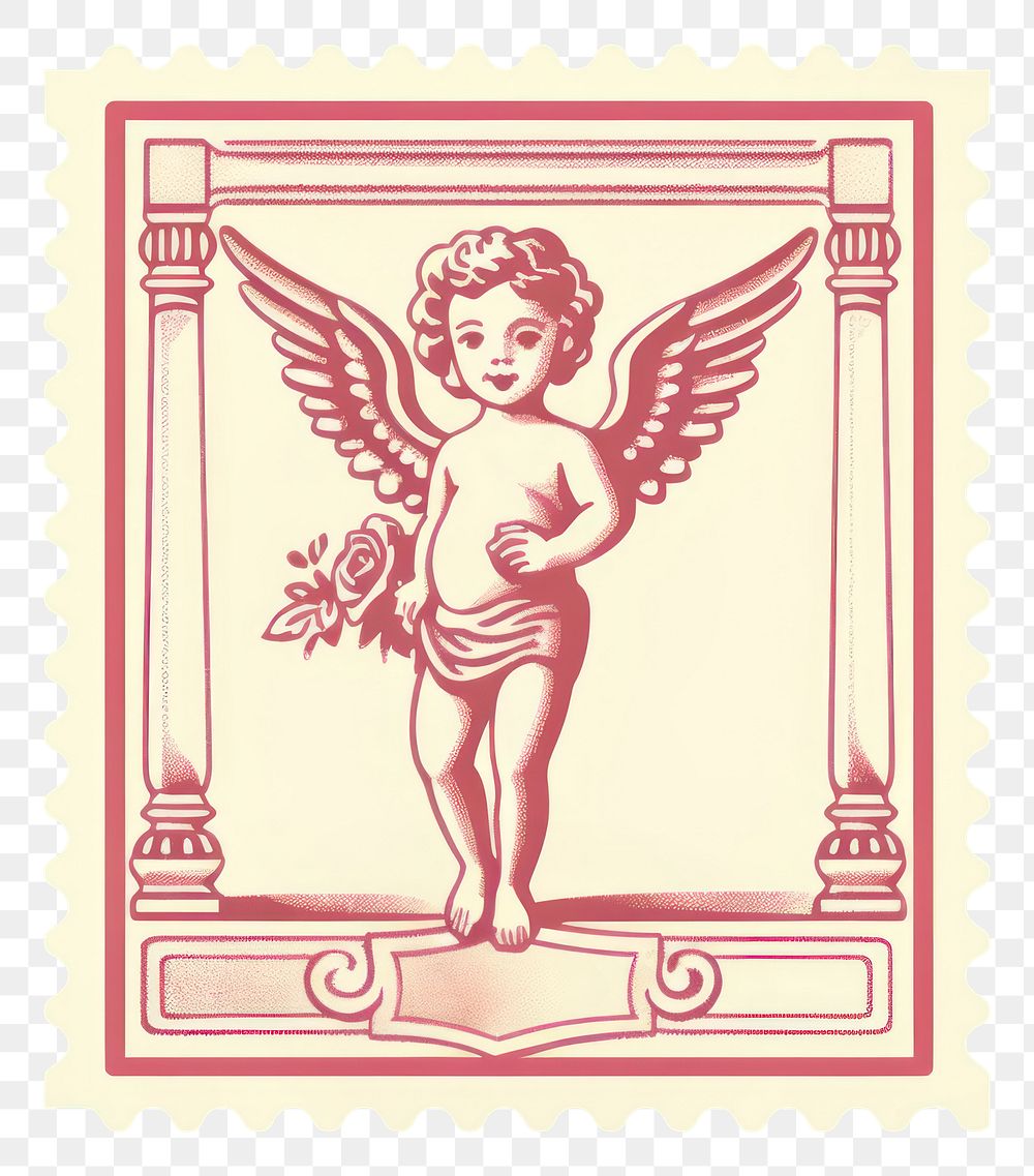 PNG  Cupid Risograph style letter cupid representation.