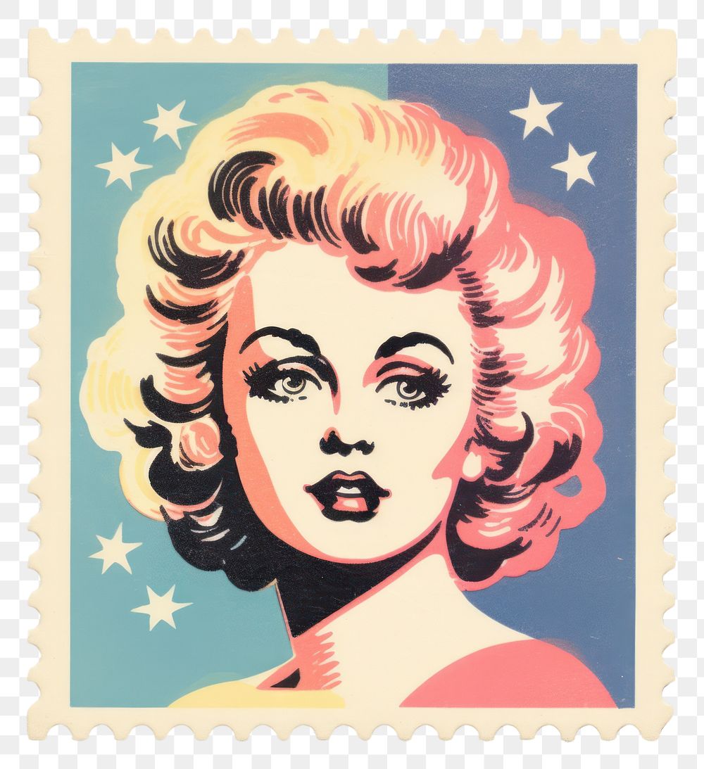 PNG  France Risograph style postage stamp creativity hairstyle.