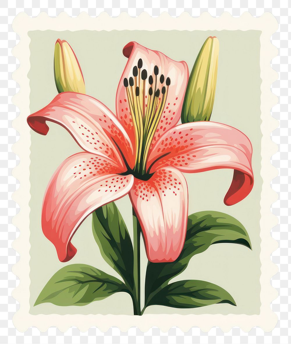 PNG  Lily Risograph style lily flower plant.