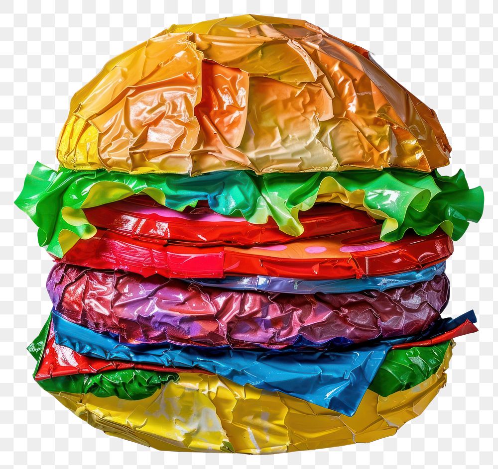 PNG Burger made from polythylene plastic hamburger vegetable.