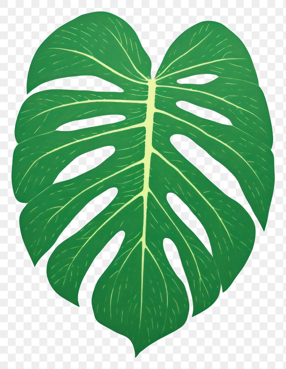 PNG Tropical leaf Risograph style pattern plant green.