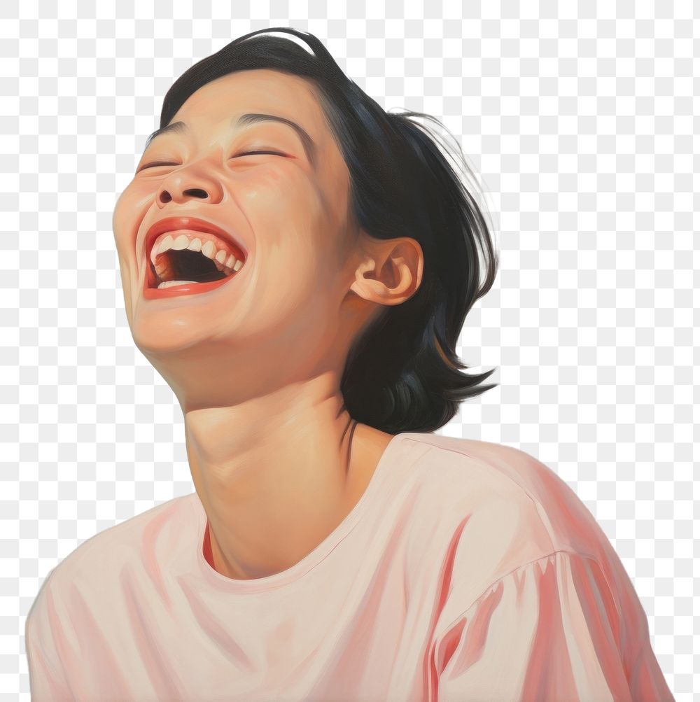 PNG Modern Asian woman laughing painting adult relaxation.